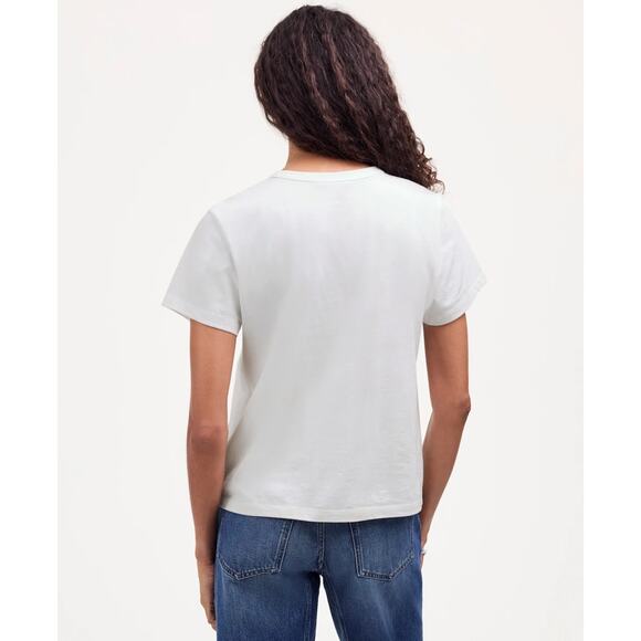 Madewell The Perfect Crewneck Tee SZ L White Jersey Cotton Short Sleeve Pullover - Picture 3 of 9